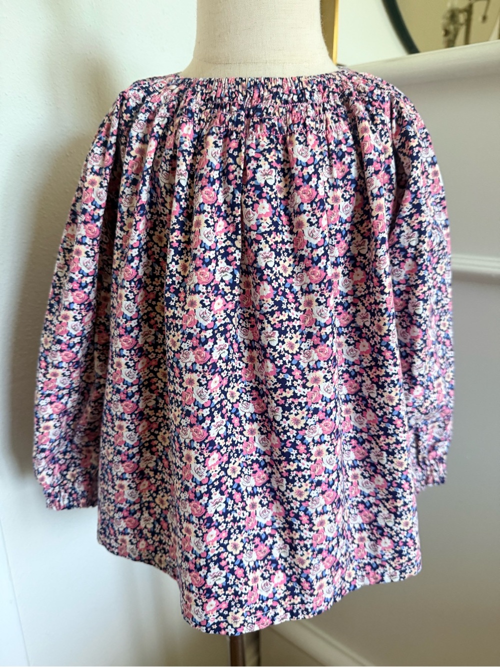 Busy Bees Pink Navy Floral Peasant Tunic Top Girls 5
